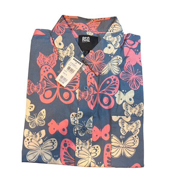 Tillys RSQ Other - Tillys RSQ Medium Butterflies SS BTT Blue Men's shirt new with tags
